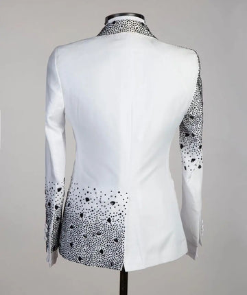 Aidase Luxury Beads 2 Pieces Blazer Pants Men Suits Shiny One Button Sheer Lapel Diamonds Formal Party Wedding Groom Plus Size Tailored aidase-shop